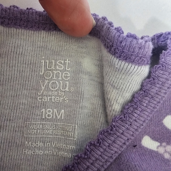Carter's Just One You Baby Girl 18M Purple‎ Lamb Sheep Pajama Set Pants Top - Picture 5 of 9